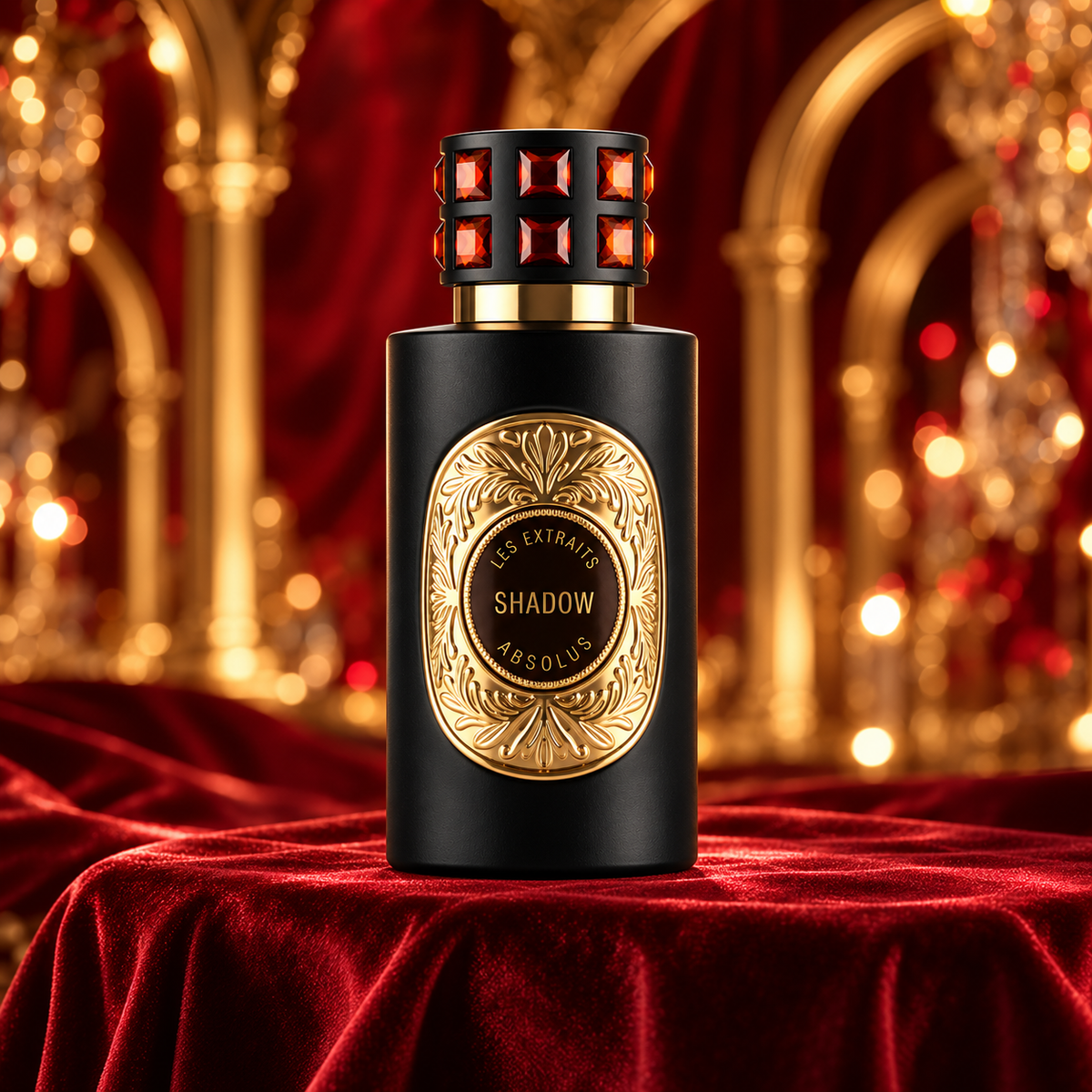 Shadow perfume gift: Les Extraits Absolus Shadow 60ml in a cinematic luxury setting