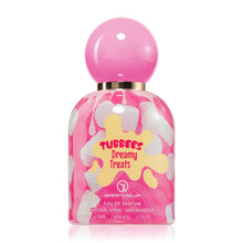 Pink Tubbees Dreamy Treats eau de parfum bottle with marshmallow design and round cap