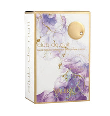 Club de Nuit eau de parfum box with gold accents and purple marble design, 105ml