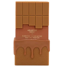 Toffee Ganache eau de parfum bottle shaped like a chocolate bar with caramel drip design