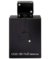 Armaf Club de Nuit Intense Man black perfume bottle with chain and crystal accents
