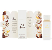 Coco Blanc eau de parfum by Gulf Orchid with packaging featuring coconuts and honey scent notes