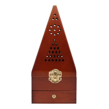 Pyramid Incense Burner Wooden Retro Censer Home Decor Dark Red