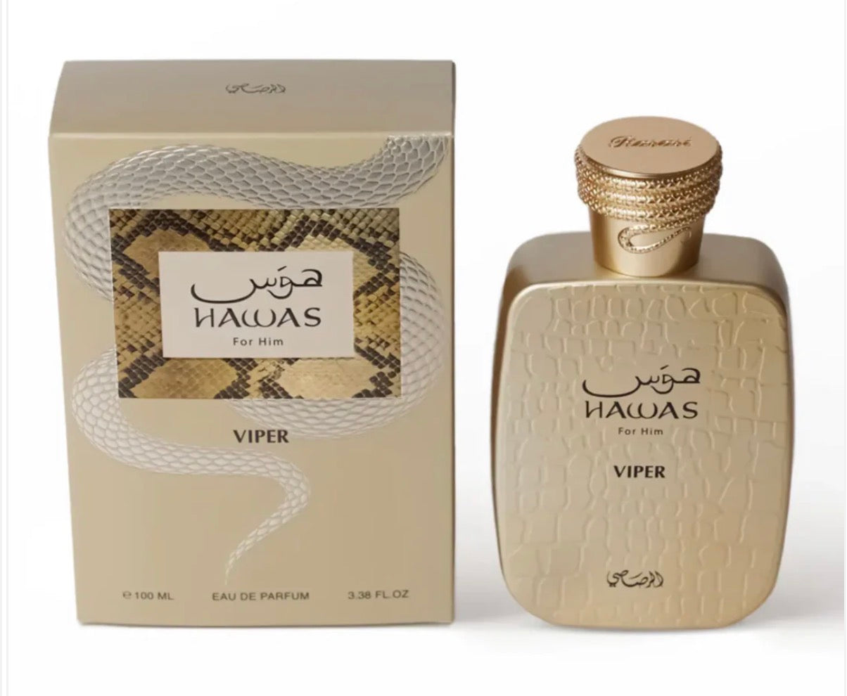 Hawas Viper perfume bottle and packaging on a white background