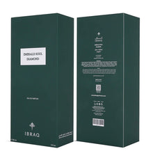 Emerald Soul Diamond Eau de Parfum dark green perfume box, luxury Arabian fragrance packaging