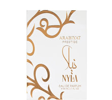 Arabiyat Prestige Nyla eau de parfum box with gold ornate design on white background