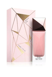 Habanera Pink eau de parfum 80ml bottle with geometric pink and gold gift box