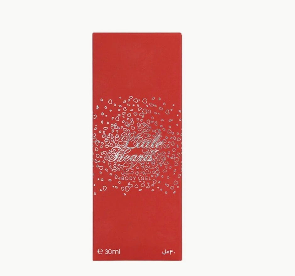Red box packaging for Little Hearts Body Gel