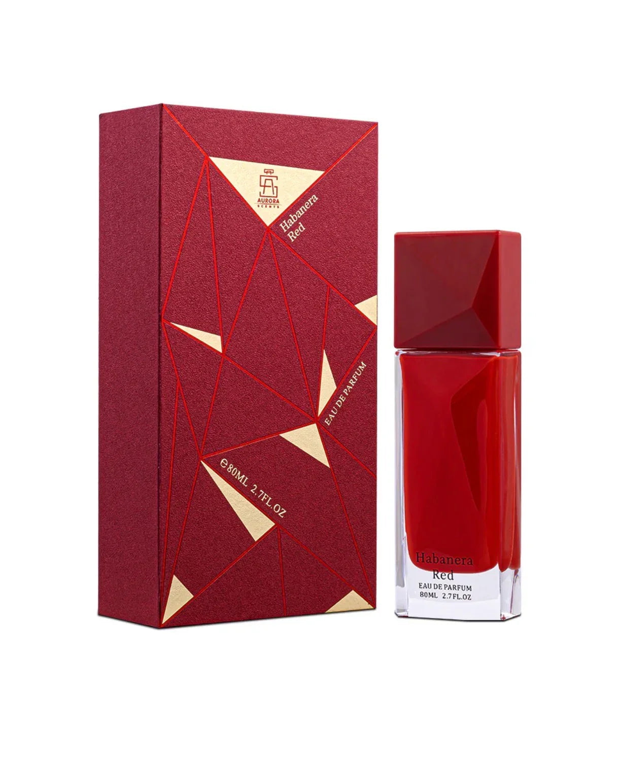 Habanera Red Eau de Parfum 80ml in geometric red and gold box with matching bottle