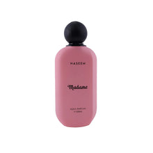 Pink Naseem Madame perfume bottle with black cap, 100ml Arabian oud fragrance