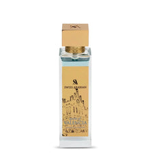 Swiss Arabian Spirit of Valencia Arabian perfume bottle with gold label and square cap