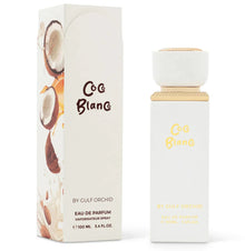 Coco Blanco by Gulf Orchid eau de parfum bottle and packaging with coconut imagery, 100ml