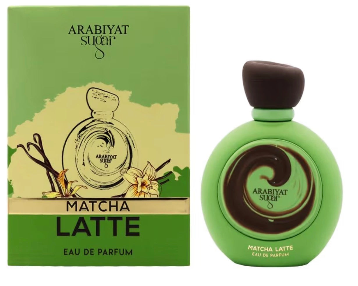 Arabiyat Suleim Matcha Latte Eau de Parfum bottle and packaging on a white background