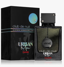 Urban Man Elixir Club de Nuit eau de parfum bottle with matching black box, 105ml.