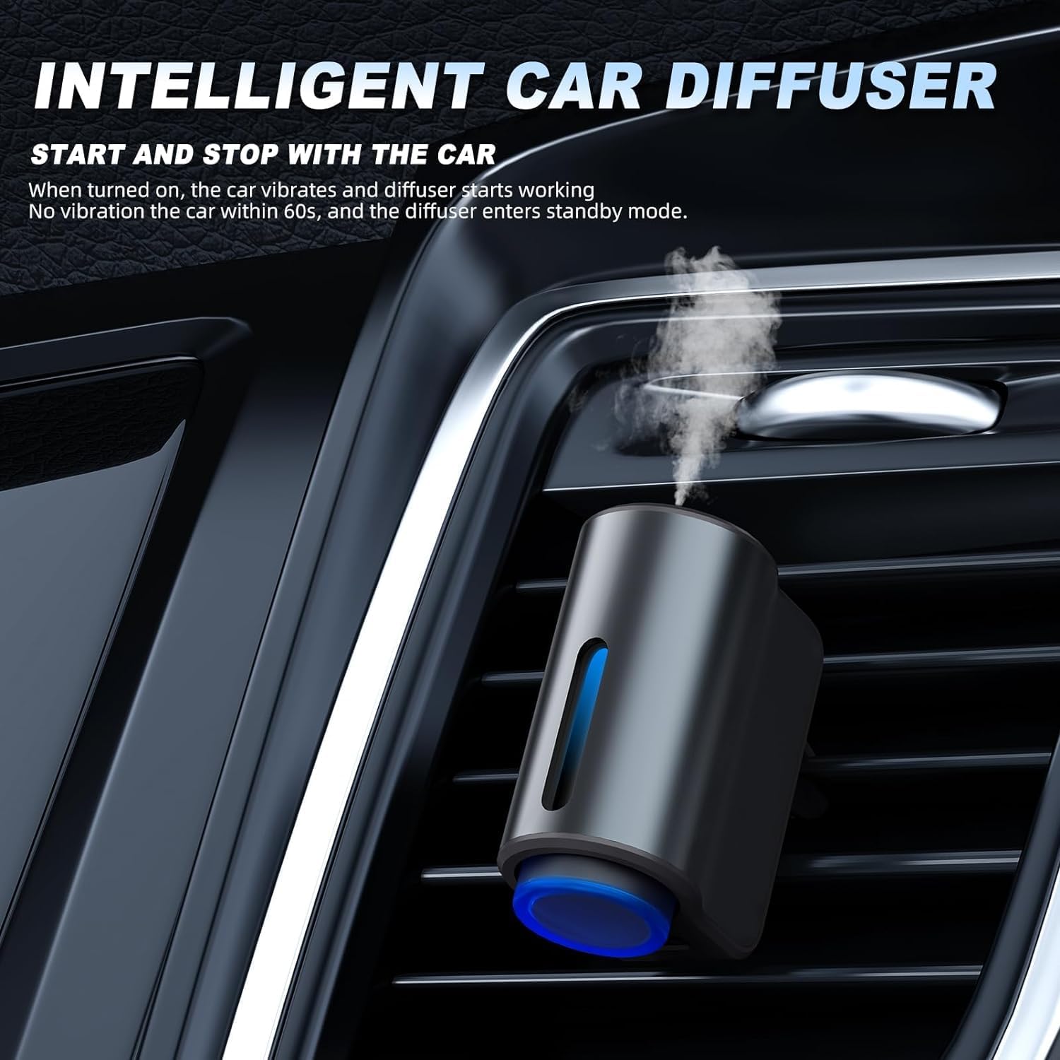 Smart Car Airs Freshener,Car Freshener Aromatherapy, USB Rechargeable Aroma Diffuser Car Air Freshener Diffuser Kit with 3PCS Oils 