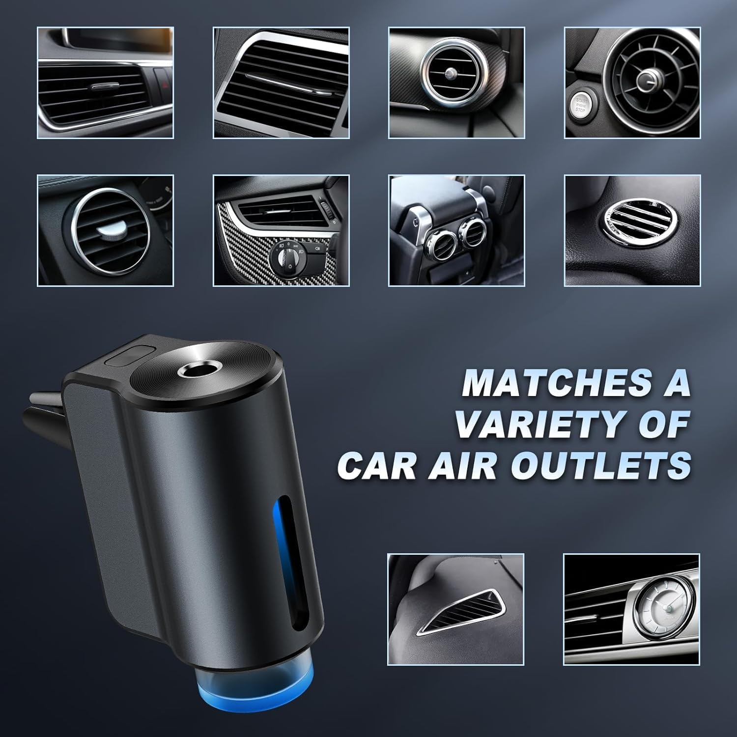 Smart Car Airs Freshener,Car Freshener Aromatherapy, USB Rechargeable Aroma Diffuser Car Air Freshener Diffuser Kit with 3PCS Oils 