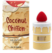 Arabiyat Suq coconut chiffon perfume with packaging on a white background