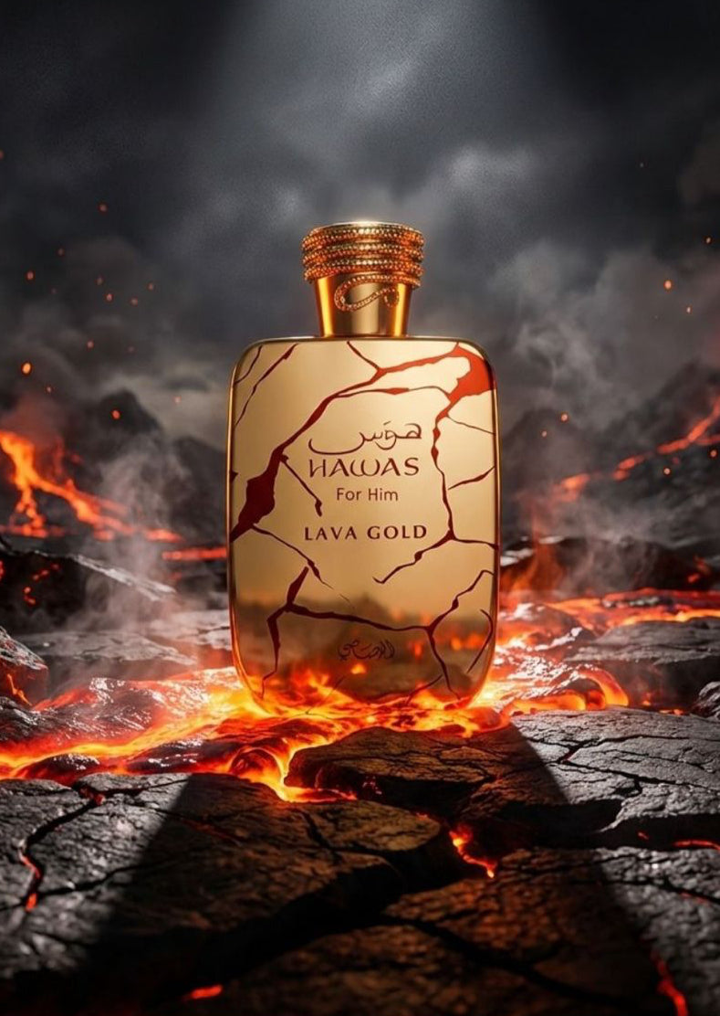 Rasasi Hawas Lava Gold perfume – Warm Spiced Fragrance for Men