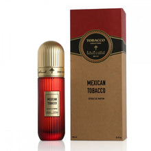 Mexican Tobacco eau de parfum bottle with gold cap and packaging box, Arabian fragrance
