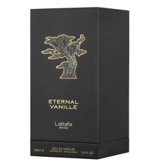 Luxe Eternal Vanille Eau de Parfum box, 100ml, black packaging with gold tree design.