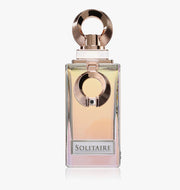 Perfume bottle labeled 'Solitaire' on a white background