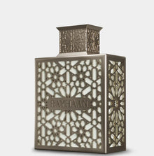 Rayhaan Arabian oud perfume in an ornate geometric metal bottle
