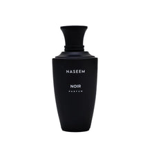 Matte black Naseem Noir Parfum bottle, luxury Arabian oud perfume on white background