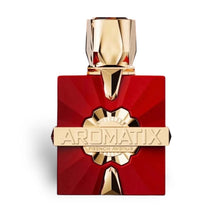 Red and gold Aromatix French Avenue Arabian oud perfume bottle, luxury fragrance