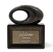 Maison Asrar Hikaya Arabian oud perfume bottle with decorative black oval cap, 100ml