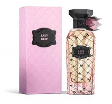Lady Reef perfume bottle with pink decorative box, elegant Arabian fragrance packaging
