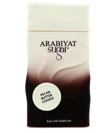 Arabiyat Sugar Pecan Butter Cookie eau de parfum bottle, gradient cream and brown design