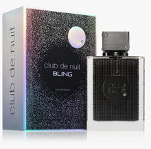 Club de Nuit Bling eau de parfum bottle and holographic box with dotted design