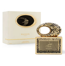 Maison Asrar Hilm Arabian oud perfume bottle with ornate gold cap and matching gift box