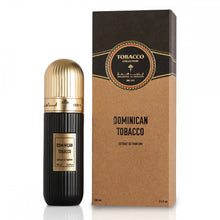 Dominican Tobacco extrait de parfum bottle and box, luxury Arabian oud fragrance, 100ml