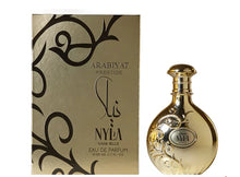 Gold Arabiyat Prestige Nyla Vani-Elle oud perfume bottle and box with elegant design
