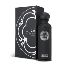 Gissah Mavro Arabian oud perfume bottle and decorative box in black with silver accents