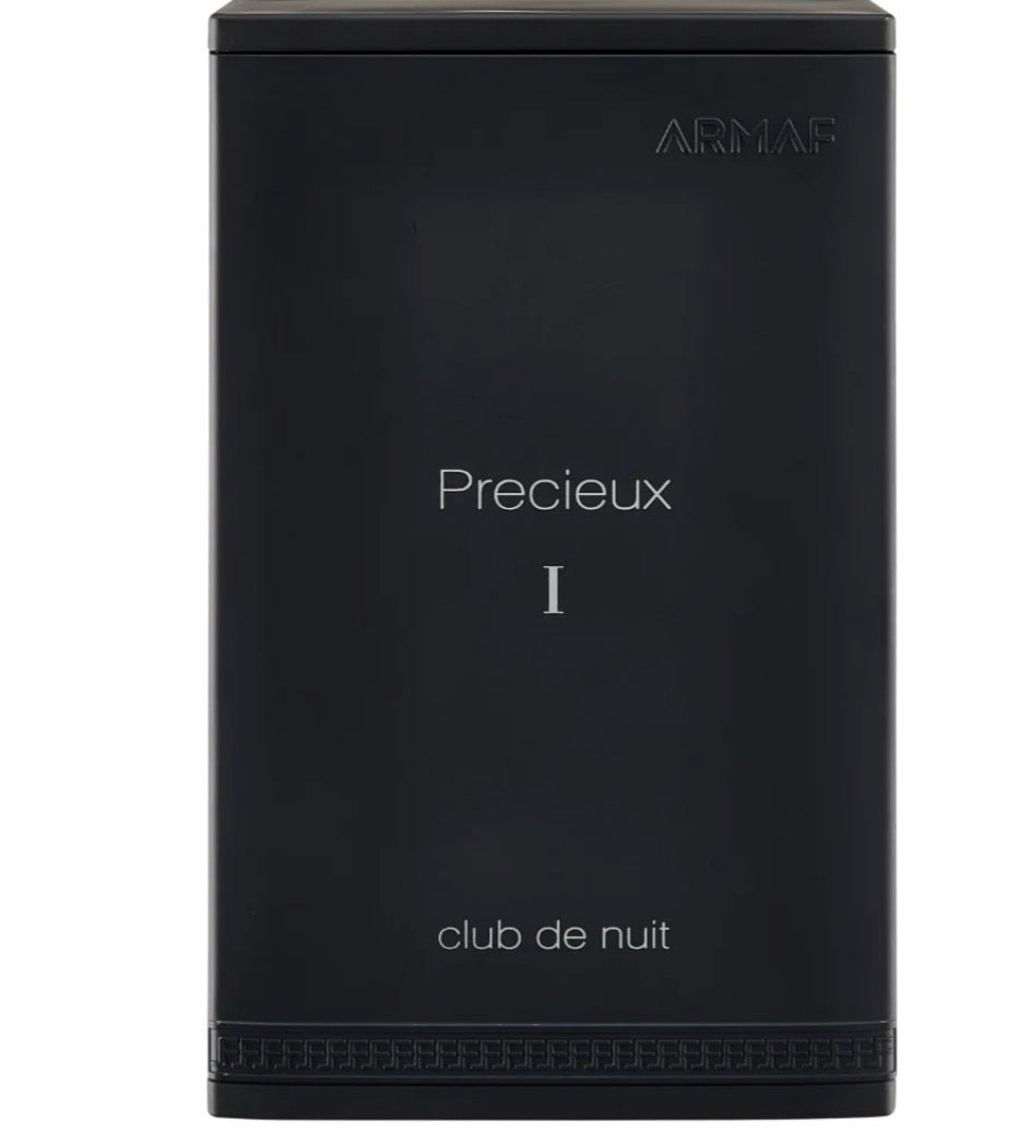 Black Armaf Club de Nuit Precieux I perfume box, luxury Arabian oud fragrance packaging