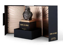 Faris Al Arab Arabian oud perfume bottle with sculpted bust and luxury black gift box