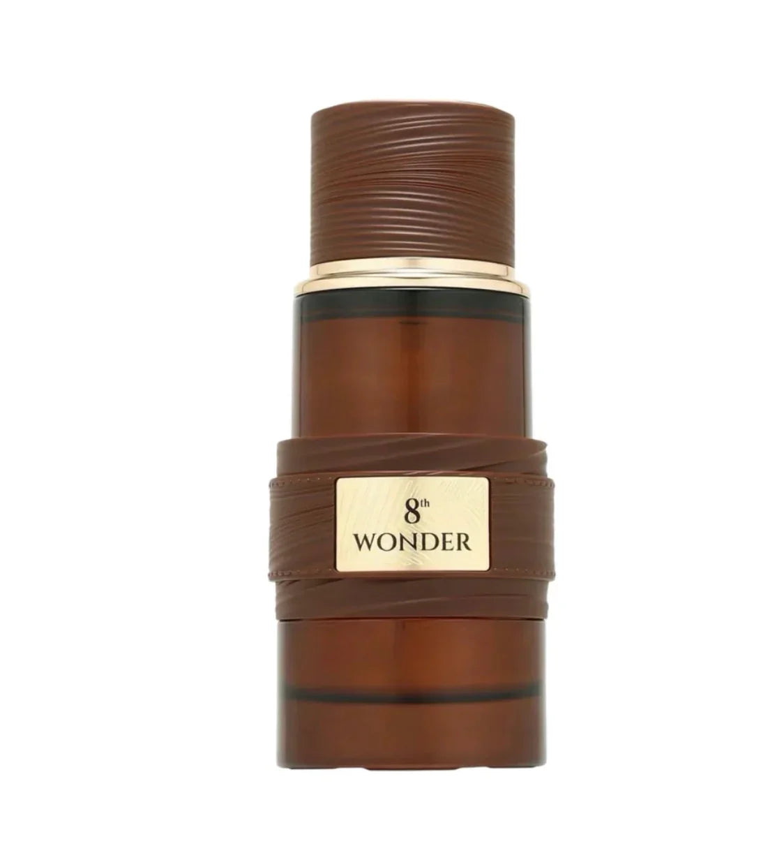 Royal Oud 8th Wonder Arabian oud perfume bottle with a brown and gold design