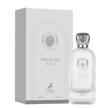 Delilah Blanc Arabian oud perfume bottle and box, 100ml, elegant frosted white packaging
