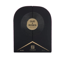 Oud & Roses Arabian oud perfume box, black with gold accents, 60ml