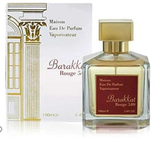 Barakkat Rouge 540 perfume bottle and box, luxury Arabian fragrance, 100ml eau de parfum