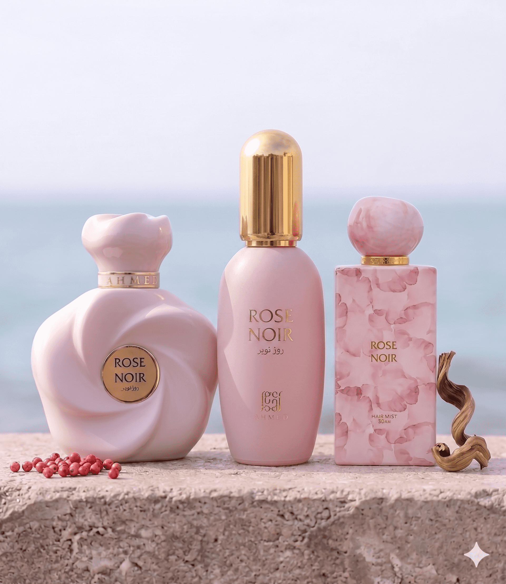 Ahmed Al Maghribi Rose Noir 75ML Perfume, Body Mist, and Body Gel