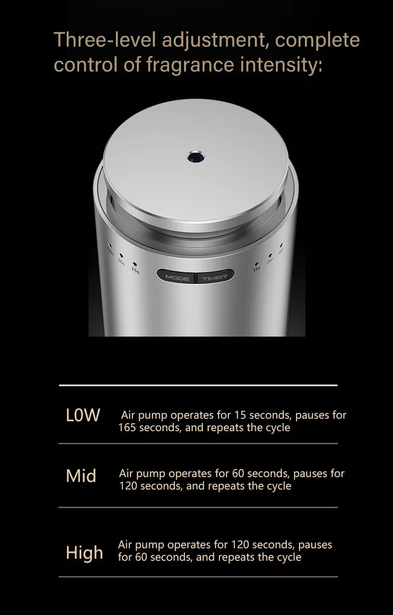 M22 Perfume Oil Aromatherapy Diffuser Customized Fragrance Home Car Diffuser USB Electric Power Source, Silver Color