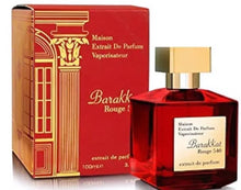 Red Barakkat Rouge 540 perfume bottle with gold cap and matching luxury box