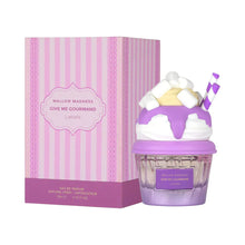 Lattafa Mallow Madness Give Me Gourmand perfume in cupcake-shaped bottle with matching box