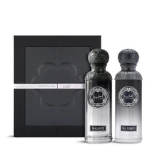Men’s Arabian oud perfume gift set with Magnus and Maximus bottles and luxury black box