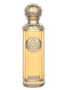 Elegant gold Arabian oud perfume bottle with intricate embossed details