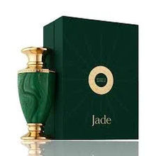 Luxury green and gold Arabian oud perfume bottle with matching Jade gift box