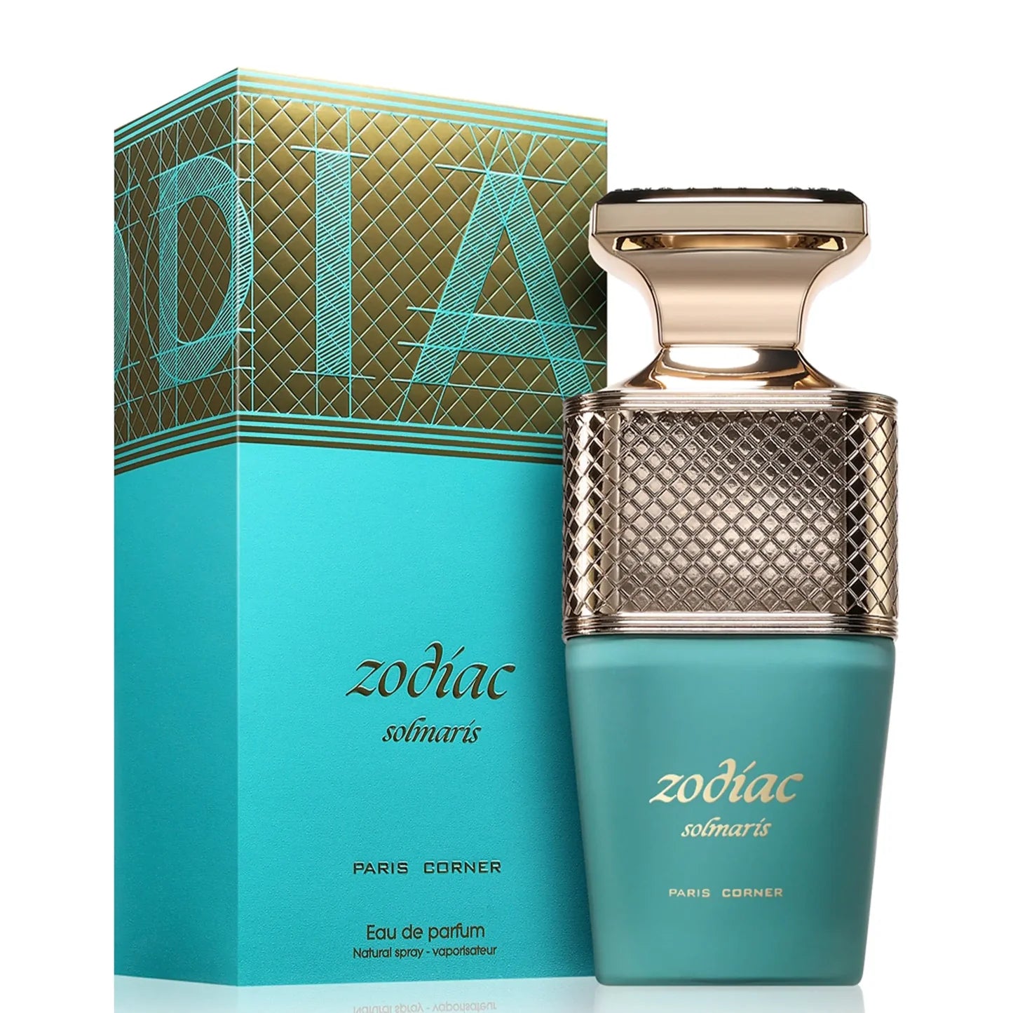 Zodiac Solinaris perfume bottle and packaging on a white background